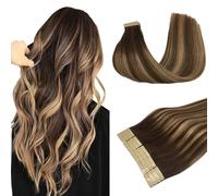 DOORES Hair Extension Tapes, Balayage Natural Black to Light Blonde, 12 inches, 20pcs 40g, Real Human Hair Tape in Extensions, Reusable Short Silky Straight Weft for Summer, Replacement Adhesive