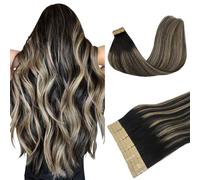 DOORES Hair Extension Tapes, Balayage Natural Black to Light Blonde, 14 inches 20pcs 50g, Tape in Extensions Real Human Hair, soft Silky Straight Weft for Party Wedding Daily Work, Reusable