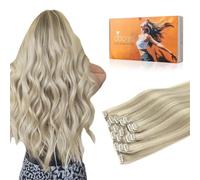 DOORES Hair Extensions Clip in, Balayage Ash Blonde Highlighted Platinum Blonde 12 Inch 80g 7pcs, Silky Clip in Hair Extensions Real Human