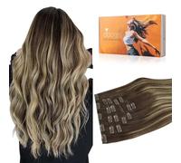DOORES Hair Extensions Clip in, Balayage Chocolate Brown to Honey Blonde 24 Inch 120g 7pcs, Silky Real Hair Extensions Clip in Human