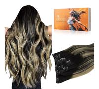 DOORES Hair Extensions Clip in, Balayage Natural Black to Light Blonde 12 Inch 80g 7pcs, Silky Clip in Hair Extensions Real Human
