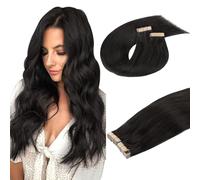 DOORES Hair Extensions Tape in Human Hair Natural Black 18 Inch 40pcs 100g, Remy Seamless Straight Real Human Hair Extensions