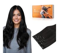 DOORES Human Hair Clip in Extensions, Natural Black 20 Inch 80g 5pcs, Remy Clip in Human Hair Extensions