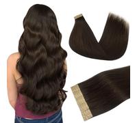 DOORES Human Hair Hair Extensions, Light Dark Brown 18 Inch 50g 20pcs, Tape in Hair Extensions Remy Straight Hair Skin Weft Double Side Tape Invisible