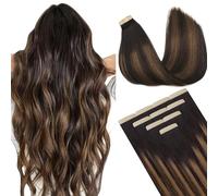 DOORES Human Hair Tape in Extensions, Balayage Dark Brown to Chestnut Brown, 18 inches 10pcs 25g, HIGHLIGHT or SUPPLEMENT, Silky Straight Weft for Summer Party Wedding Daily Work, Reusable