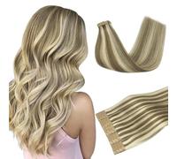 DOORES Human Hair Tape in Hair Extensions, Light Brown Highlighted Medium Blonde 18 Inch 50g 20pcs
