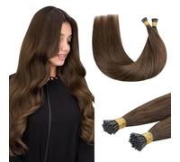 DOORES I Tip Human Hair Extensions, Chocolate Brown 50g/50s 20 Inch,Remy Human Hair Extensions For Womens Natural Cold Fusion Straight