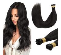 DOORES I Tip Human Hair Extensions, Natural Black 18 Inch 50g/50s,Remy Human Hair Cold Fusion Natural Straight