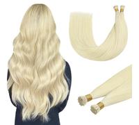 DOORES I Tip Human Hair Extensions, Platinum Blonde 50g/50s 24 Inch, Straight Long for Women Cold Fusion Real Natural Looking