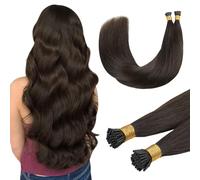 DOORES I Tip Human Hair Extensions Real, Light Dark Brown 18 Inch 50g/50s,Remy Human Hair Silky Straight Cold Fusion