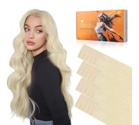 DOORES Injection Tape in Weft Hair Extensions, 16 Inch 50g 20pcs, Platinum Blonde,innovative injection tape technology-natural&invisible, remy human hair-Long-lasting