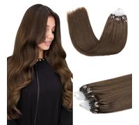 DOORES Micro Hair Extensions, Chocolate Brown 18 Inch 50g 50s, Natural Remy Micro Beads Hair Extensions Lightweight