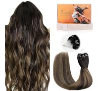 DOORES Micro Hair Extensions, Dark Brown to Chestnut Brown 18 Inch 50g 50s, Natural Remy Micro Beads Hair Extensions Lightweight
