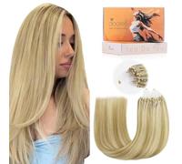 DOORES Micro Human Hair Extensions Long Straight, Light Blonde Highlighted Golden Blonde 24 Inch 50g/50s, Naturals for Women