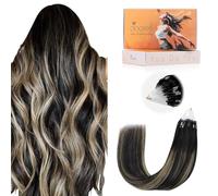 DOORES Micro Ring Hair Extensions, Balayage Natural Black to Light Blonde 20 Inch 50g 50s, Cold Fusion Micro Hair Extensions Real Human Hair Invisible