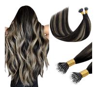 DOORES Nano Hair Extensions, Natural Black to Light Blonde, 14 Inch, 50s 50g Human Hair, Nano Bead