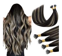 DOORES Nano Hair Extensions Real Human Hair, 14 Inch 100g 200s Balayage Dark Brown to Chestnut Brown, Remy Human Nano Extensions Cold Fusion
