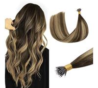 DOORES Nano Hair Extensions Real Human Hair, 18 Inch 50g 50s Chocolate Brown to Caramel Blonde, Invisible Cold Fusion Nano Extensions Natural