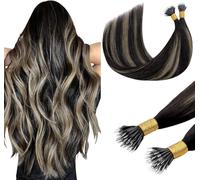 DOORES Nano Ring Hair Extensions, 18 Inch 100g 100s Natural Black to Light Blonde, Remy Human Nano Beads Hair Extenisons Full Head