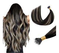 DOORES Nano Ring Hair Extensions, Balayage Natural Black to Light Blonde 20 Inch 50g 50s, Cold Fusion Nano Hair Extensions Real Human Hair Invisible