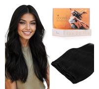 DOORES Sew in Hair Extensions 18 Inch 100g Jet Black Human Hair Extensions Sew in Full Head Set Remy Hair Extensions Weft, Weave Hair Extensions for Women