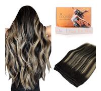 DOORES Sew in Hair Extensions, Balayage Natural Black to Light Blonde 20 Inch 100g Weft Human Hair Extensions Real Human Hair Weave in Extensions for Women