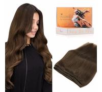 DOORES Sew in Hair Extensions Real Human Hair, Chocolate Brown 18 Inch 100g, Weft Hair Extensions Human Sew in Natural Straight for Women