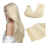 DOORES Tape in Extensions Human Hair, Platinum Blonde 10 inches 20pcs 30g, Tape Extensions Real Human Hair, Short Bob Silky Straight Weft for Summer, Replacement Adhesive