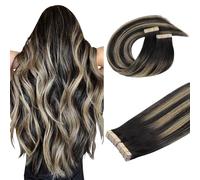 DOORES Tape in Hair Extensions Human Hair, Balayage Natural Black to Light Blonde 16 Inch 40pcs 100g, Remy Human Hair Tape in Natural Straight