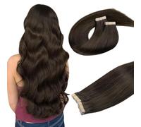 DOORES Tape in Hair Extensions Human Hair, Light Dark Brown 18 Inch 100g 40pcs, Hair Extensions Tape in Remy Straight Extensions Skin Weft Double Side
