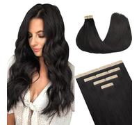 DOORES Tape in Hair Extensions Human Hair, Natural Black, 18 inches 10pcs 25g, HIGHLIGHT or SUPPLEMENT, Tape Extensions Reusable Soft Silky Straight Weft for Summer Party Wedding Dating Work