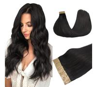 DOORES Tape in Hair Extensions Real Human, Natural Black, 20 inches 20pcs 50g, Remy Human Hair Tape in Extensions, Soft Silky Straight Weft, Replacement Adhesive