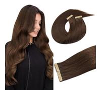 DOORES Tape in Human Hair Extensions, Chocolate Brown Tape in Hair Extensions 18 Inch 100g 40pcs, Natural Remy Seamless Straight Real