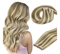 DOORES Tape in Human Hair Extensions, Light Brown Highlighted Medium Blonde 22 Inch 100g 40pcs, Tape in Hair Extensions Remy Straight