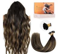 DOORES U Tip Hair Extensions, Dark Brown to Chestnut Brown 18 Inch 50g 50s, Natural Remy U Tip Beads Hair Extensions Lightweight