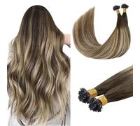 DOORES U Tip Human Hair Extensions 18 Inch 50g/50s, Chocolate Brown to Honey Blonde heating neede Hot Fusion Hair Extension
