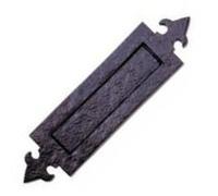 Doorfittings4u Black Antique Malleable Cast Iron Letter Box Plate - Ornate Fleur-De-Lys