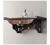 Doorhighpeak Wooden Buddha Shelf Statue Stand, Wall Mounted Hanging Table Pooja Stand, Buddha Altar Shelf Wood Furniture, Chinese Fengshui Statue Display Shelf