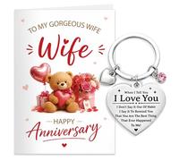 DOORIO Wife Anniversary Card to My Gorgeous Wife Greeting Card with Keyring Anniversary Wedding Gifts for Wife from Husband