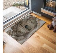 Doormat 45X75Cm Washable Indoor Soft Entryway Rug 3D Optical Illusion Texture Carpet Retro Rural Architecture Mat Accent Rug Soft Lightweight Non Slip Bathroom Kitchen Living Room Bedroom Beige