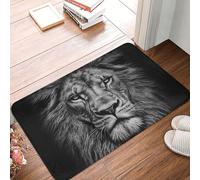 Doormat Black and white lion head Front Door Mat Non-Slip Welcome Mats Washable Floor Mat Indoor Outdoor Entrance Mat Absorbent Guard Doormat for Kitchen Bedroom Bathroom Home Decor 16 x 24 Inch
