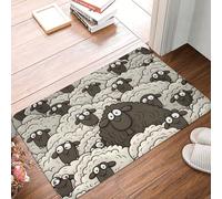 Doormat Cartoon Black White Sheep Front Door Mat Non-Slip Welcome Mats Washable Floor Mat Indoor Outdoor Entrance Mat Absorbent Guard Doormat for Kitchen Bedroom Bathroom Home Decor 16 x 24 Inch