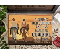 Doormat Comfortable Indoor Outdoor Mats Soft Floor Mats For Kitchen Entry Shower 40X60Cm A Grumpy Old Cowboy And His Beautiful Cowgirl Live Here
