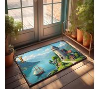 Doormat Fall Castle By The Lake: A Serene Mountain Retreat Doormat Winter Door Mat Outdoor Fall Welcome Mats For Fron(40X60CM)