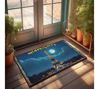 Doormat Fall Midnight Moonlit Eiffel Tower Romance Doormat Front Door Mats For Outdoor Entrance Indoor Door M(65X90CM)