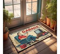 Doormat Fall What Happens In The Garage Stays In The Garage: A Fun Cartoon Sce Doormat Winter Door Mat Outdoor Fall Welcome Mats For Fron(65X90CM)