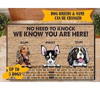 Doormat Funny Floor Mats Utility Bathroom Rug For Kitchen Hallway Bedroom 40X60Cm Dog Woof Woof No Need To Knock