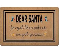 Doormat Funny Front Door Mat- Dear Santa Forget The Cookies We Got Pizza Christmas Doormat Rubber Non Slip Floor Mat for Home Bathroom Kitchen Entrance_16 x 24 Inches