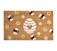 Doormat KIGALIK Natural 45 x 75 cm Bee Flower Coir