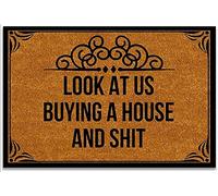 Doormat Look at Us Buying a House and Shit Welcome Mats for Front Door Non Slip Floor Mat for Home Bathroom Kitchen Entrance 36X24 Inch